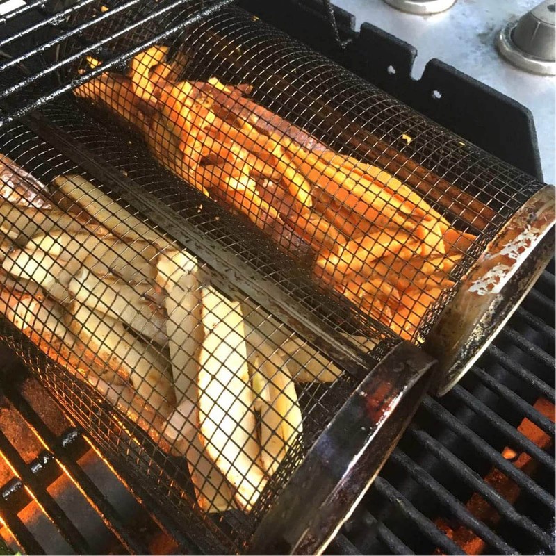 Cylindrical Barbecue Basket Cylinder Grilling Basket for Vegetables Fish Chicken