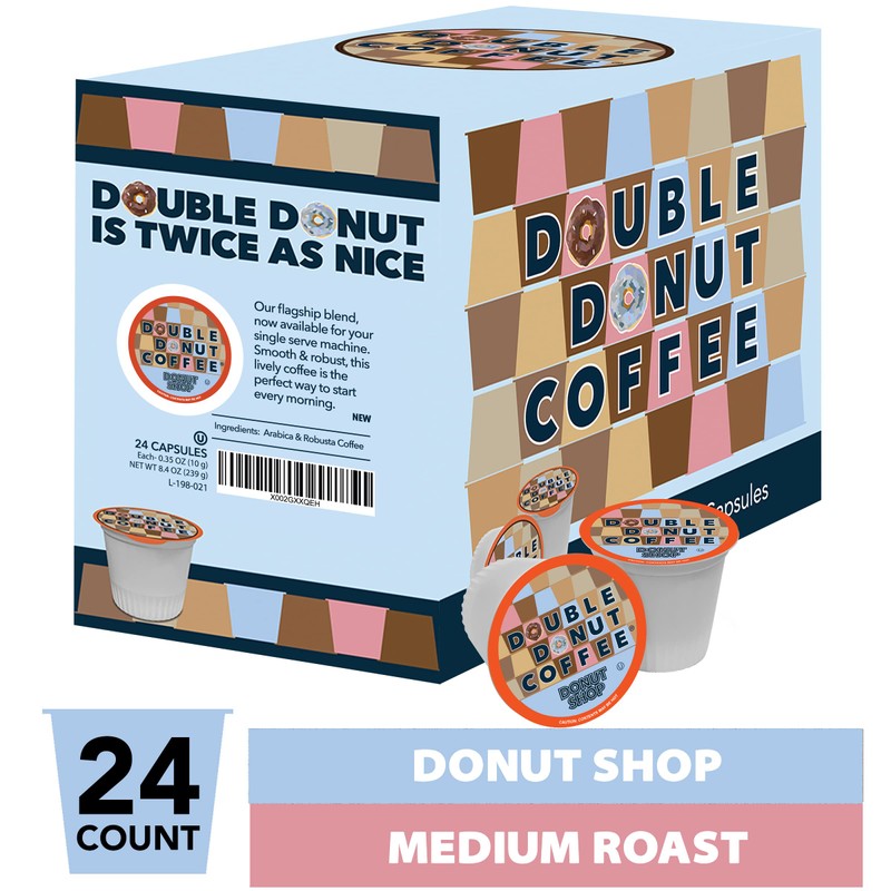 Double Donut Donut Shop Coffee Pods, Coffee Pods Donut Shop