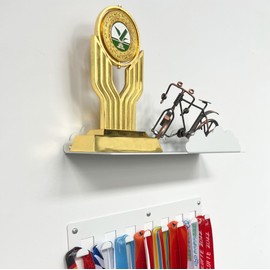 Two Piece White Cloud Shelf & Hooks Set Wall Mounted Metal Floating Shelves 12 inch, Book Storage Ledge Organizer Home Decor Display for Nursery or Kids Room