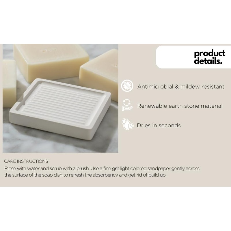 White Diatomite Soap Dish - Modern Minimalist Design - Premium