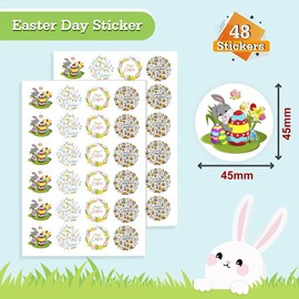 Pack of 48 Round Easter Sticker 45mm Ideal for Cards, Gifts, Easter Souvenirs Packwith