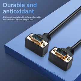PNGKNYOCN Right Angle VGA Cable, 270 Degree Angle VGA Male to 90 Degree Angle VGA Male 15 Pin Full HD 1080P High Resolution Video Cord 1.5M (Up/Down)