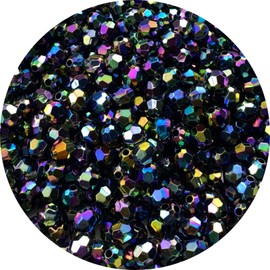 Tingoons 400 PCS 8mm Acrylic Faceted Spacer Beads AB Color Glossy Round Loose Beads for Jewelry Making Bracelet Necklace Earring Ornament Wind Chimes Key Chains(Black AB)