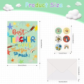 AhfuLife Teacher Thank You Cards Multipack, Thank You Teacher Greeting Cards for Teacher Teaching Assistant Nursery, 6 Styles Teacher Cards with 6 Envelopes and 6 Stickers for Teacher Leaving Gift