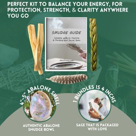 Ancient VEDA Sage Smudge Kit | Cedar Sage, Sweetgrass, & Palo Santo Sticks Smudging Kit for Meditation, Yoga, Reiki, Home Cleansing, & Aromatherapy (Healer's Kit, Cedar Sage)