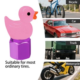 I3DIDEA Glow in The Dark Tire Valve Caps-4 Pieces Cute Animal Auto Exterior Accessories for Men/Women, Fun Tire Accessories Universal Fit for Most Car Motorcycles Trucks Bicycles. (Pink Duck)