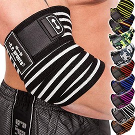 C.P. Sports Bench Press Professional Elbow Bandages, 1 Pair, Fitness, Sports Bandage, Elbow Bandage, Bandages Bodybuilding, Powerlifting (Camo White, 130 cm)