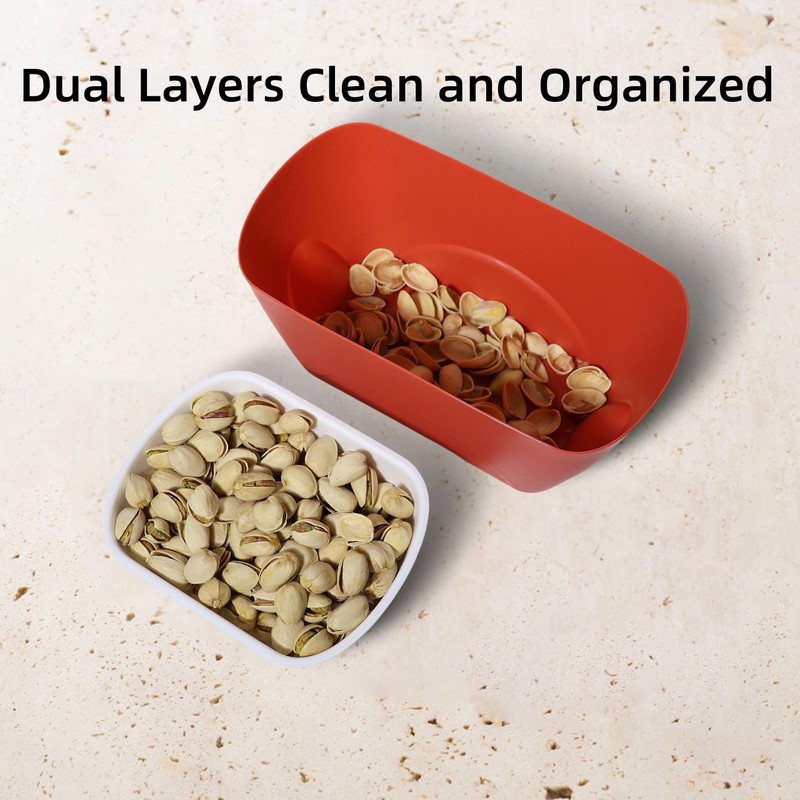 FAQQI Double Layer Pistachio Bowl with Shell Storage, Nut Snack