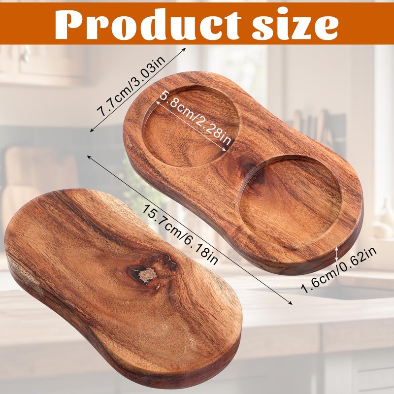Molain Salt and Pepper Mill Tray, Acacia Wood Tray, Pepper