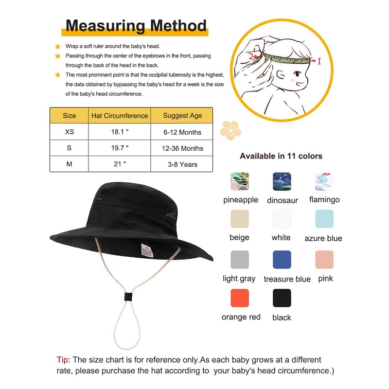 ZURLEFY - Sombrero de malla para bebé niña, protección solar