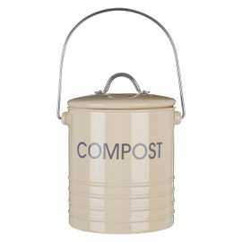 Premier Housewares 510020 Compost Bin with Handle - Cream H20 x W15 x D15cm