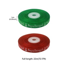 Christmas Ribbons, 2 Rolls 50 Yards Merry Christmas Ribbon Grosgrain Wrapping Ribbon with Christmas Pattern for Xmas Party Favors DIY Crafts Package Decor Y4SDLWD (Christmas)