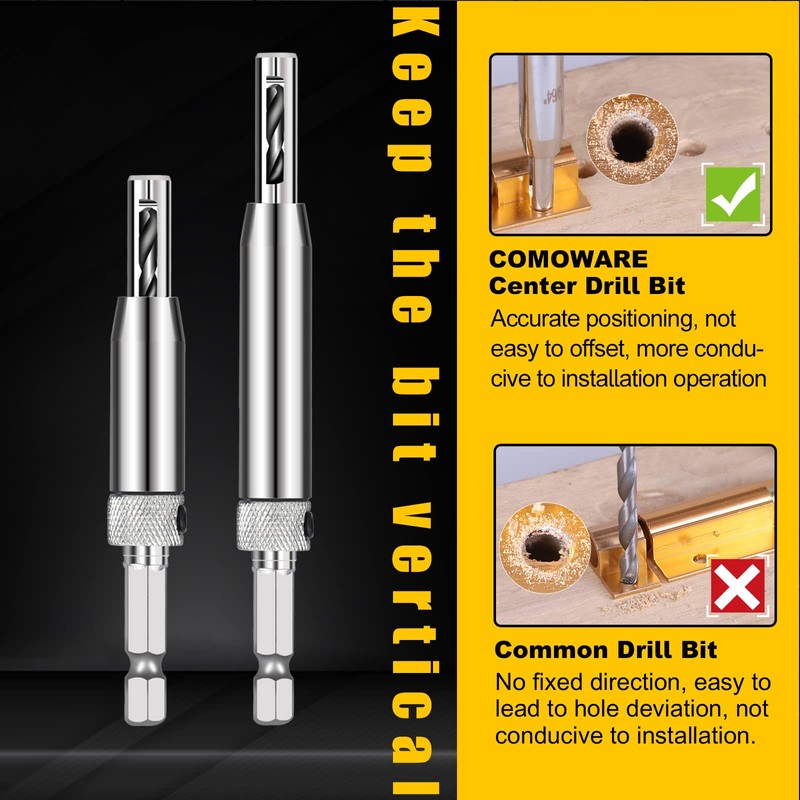 COMOWARE 17pcs VIX Bits Self Centering Drill Bit Set, 1/4"