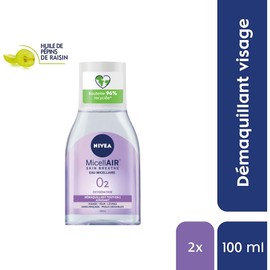 NIVEA Mizellenwasser für empfindliche Haut, Mini-Format, Make-up-Entferner, angereichert mit Mizellen und Aminosäuren, ohne Duft, Gesichtsreiniger, Augen & Lippen, 100 ml, 2 Stück