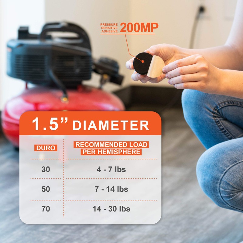 1.5" Dia Sorbothane Hemisphere Rubber Bumper Non-Skid Feet 70 Duro