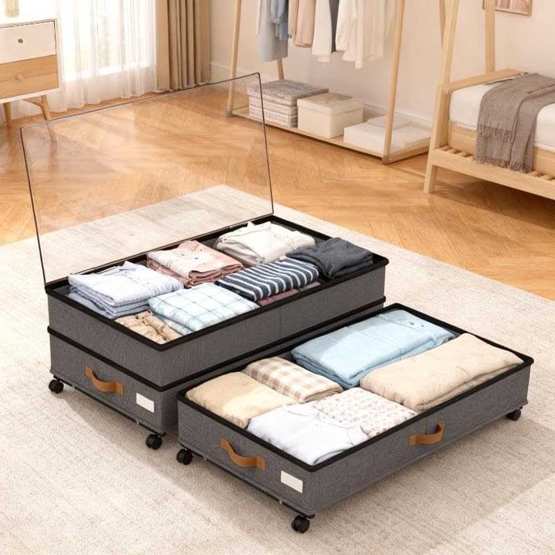 Under Bed Storage with Wheels 2-Pack, 75L XXL Under the