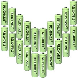 Relightable NiCd AA/AAA 600mAh 1.2V Rechargeable Batteries for Solar Lights, Garden Lights and Remotes (20PCS Green AA 600mAh Batteries)