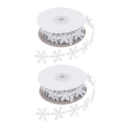 2pcs Packaging Snowflake Wrapping Ribbon Bows Flower Box Glitter Ribbon Wrapping Ribbons Snowflake Glitter Bowknot Ribbon Snowflake Packaging Ribbon Box Ribbon