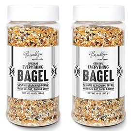 2 XL Bottles Everything Bagel Seasoning Blend 10 OZ each Bagel Allspice, Sesame Spice Shaker, Delicious Blend of Sea Salt and Spices Sesame Garlic Powder Onion Flakes, Multi Seasoning Shaker