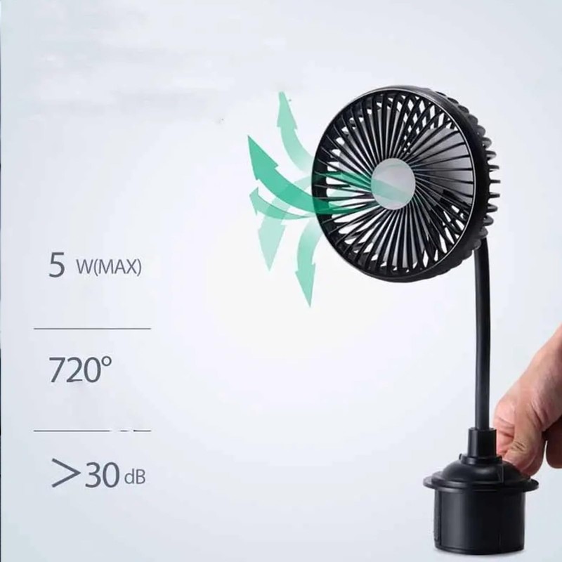 Car Fan, USB Car Fan Mounted in Cup Holder with