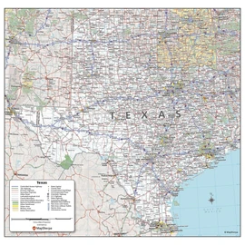 MapSherpa: Texas State Wall Map - 26 x 27 inch Poster - Front Lamination