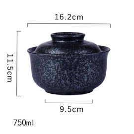 Whitenesser Ceramic Ramen Bowl with Lid Japanese Style 25.4 OZ Big Porcelain Black Bowls with Lid for Noodle Soup Rice Noodle and Porridge Microwave Oven Safety
