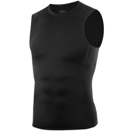 RIKUAOU Men's Compression Shirts, Sleeveless Athletic Tank Tops for Men, Gym Workout Undershirt Running Basketball Base Layer Black