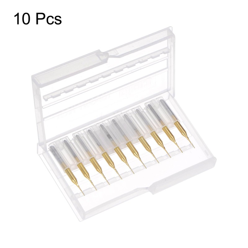 sourcing map 10Pcs 0.5mm Titanium Coat Carbide End Mill Engraving