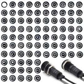 FILN 2 Pcs 12MM(1/2'') LED Indicator Light 180 symbols Metal Dash with Wire Suitable for Car Dashboard Marine Truck Machinery Industrial Electrical Equipment (Black Anodized, [Whlte]/ 2 Pcs)