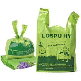 Poop Bags for Dogs, 100 Count Dog Poop Bags with Handles, Extra Thick Strong Leak Proof Doggie Waste Bag for Waste Refuse Cleanup, Outdoor Puppy Walking and Cats Litter