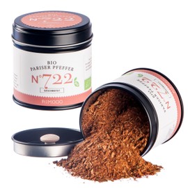 Rimoco N°722 Organic Parisian Pepper Coarse – Multi-Sided Spice Mix, Slightly Sharp for Dishes with a Mild Smoking Note | Organic Cultivation (DE-ÖKO-007) | 70 g Elegant Spice Jar with Aroma Lid