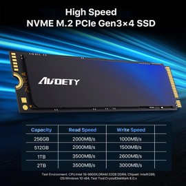 AVOETY SSD 256GB 2280 PCIe Gen3x4 NVMe SSD M.2, Read Speed up to 2000MB/s, SLC Cache 3D NAND TLC M.2 SSD, Compatible with Laptop, Desktop & Internal Solid State Drives Enclosure