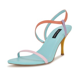 Nine West Women's Carolyn Heeled Sandal, Pink/Orange/Lavender Multi 680, 8