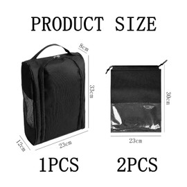 1 x Oxford Fabric Waterproof Shoe Bag, 2-Piece Tie Shoe Bag, Black Shoe Storage Bag, Multifunctional Travel Practical Storage Bag