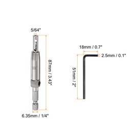 sourcing map Self Centering Drill Bit Set 5/64", 1/4" Hex Shank Drilling Bits for Wood Working, Cabinet Door Hinge Hole Punch Tool Self Center with Hex Keys L-Shaped, Silver