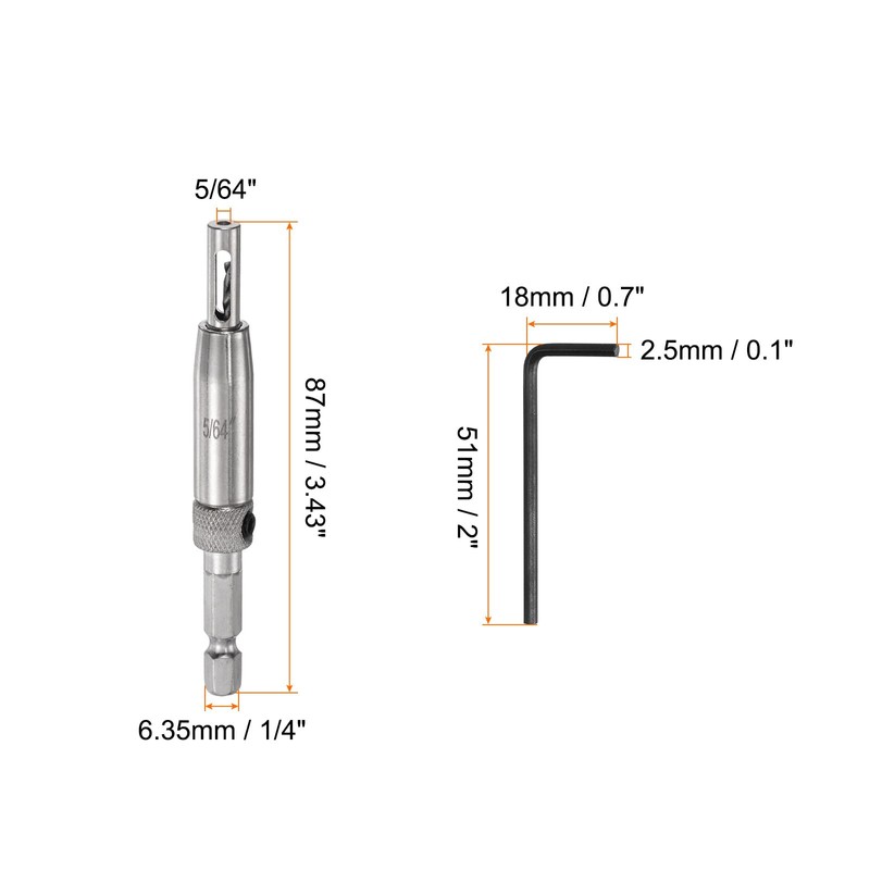 sourcing map Self Centering Drill Bit Set 5/64", 1/4" Hex