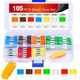 Nilight 105Pcs Micro2 ATR APT Car Blade Fuses Assortment Kit 5A 7.5A 10A 15A 20A 25A 30A