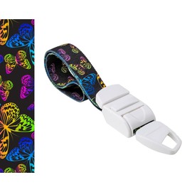 ROLSELEY Medical Nurse Tourniquet Black with VIBRANT NEON BUTTERFLIES Pattern with ABS Plastic Buckle Latex Free Elastic Band Perfect for Doctors, Nurses, Students and Paramedics