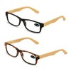 V.W.E. 2 Pairs of Wood Grain Printed Temple Arm Reading