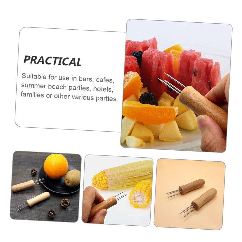 Mipcase 3sets Stainless Steel Barbecue Forks with Handle Versatile BBQ