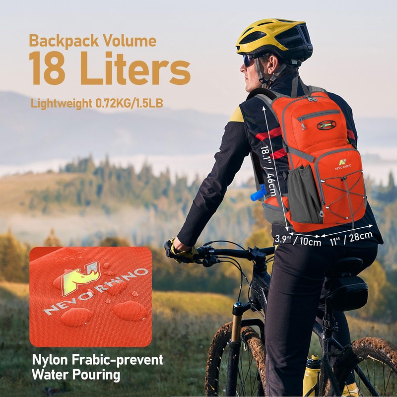 Multipurpose Hydration Backpack with 3L Water Bladder, High Flow Bite
