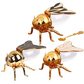 Bee Seasoning Jar, Decorative Bee-Shaped Honey Jar, Syrup Dispenser, Crystal Condiment, Creative Seasoning Container With Spoon, Shaped Sugar Pots Container, Home Kitchen e Jars