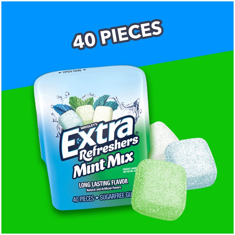 EXTRA Refreshers Mint Mix Gum, 3.21-Ounce 40-Piece Bottle (Pack of