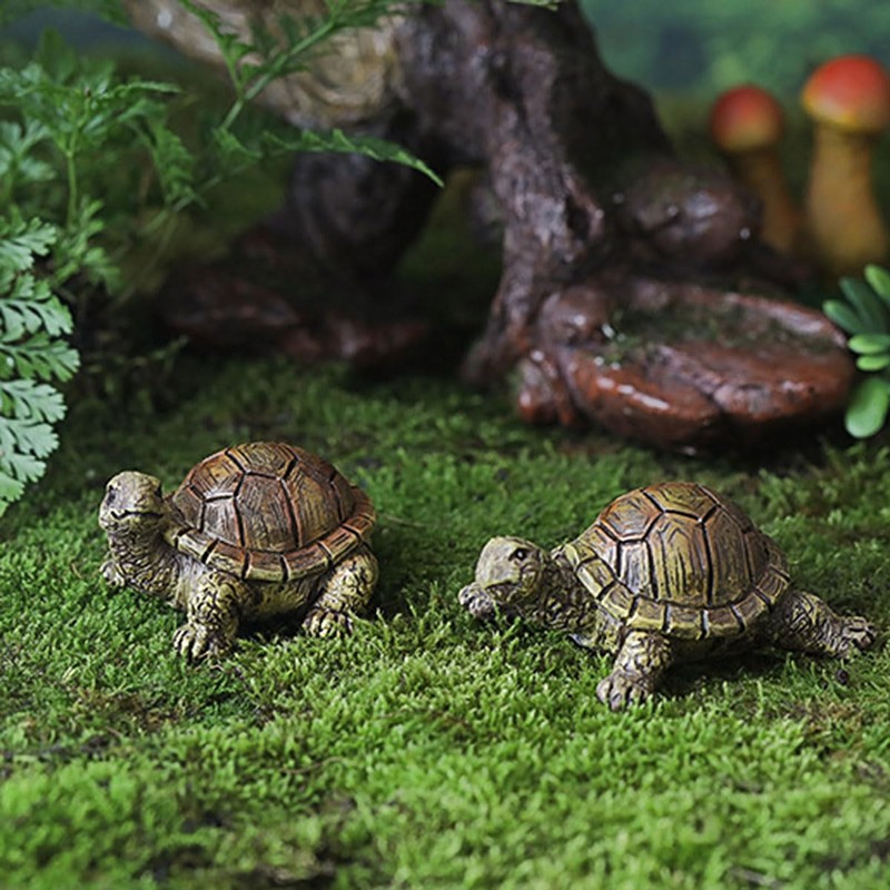 siqiaole Realistic Simulation Mini Turtle Figurines Resin Set of 2,