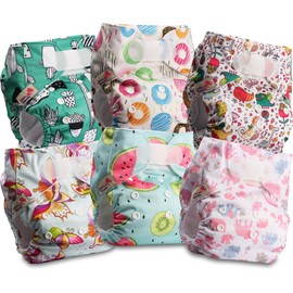 Littles and Bloomz FLV2-0605 Wiederverwendbare Stoffwindel, Standard-Klettverschluss, 6 Windeln