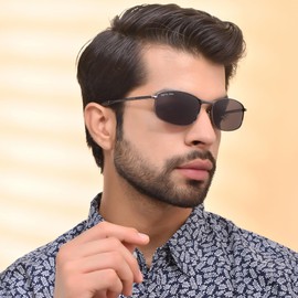 ROYAL SON Trendy Fashion Driving Dark Black Polarized Sunglasses Men UV Protection