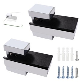 Lyeteung 2 pieces 3-16 mm adjustable glass shelf bracket, zinc alloy glass shelf bracket, glass clamp wall bracket, floating shelf bracket, for thick glass and wooden shelf, polished silver