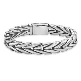 Metro Jewelry Thick Stainless Steel Chevron Bracelet for Men - 9 Inches Long Bracelet and 12 MM Wide with Push Lock