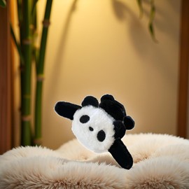Haarklammer mit Plüsch-Panda-Motiv, doppelseitig, große Bärenhaare, niedliches Tierhaar-Accessoire, flauschiger Plüschbär, Haarspange für Damen, Mädchen, Clips und Haarspangen, Schwarz, 1 Stück