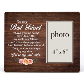 Nurawo Thank You Gift for Friends Female, Friendship Gifts for Women Friends, Bestie Gift Ideas, Gifts for Best Friend Wood Picture Frame for Tabletop or Wall Display (for 4x6 Photo)